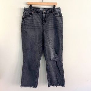 Loft The Curvy Straight Crop Washed Black Jeans